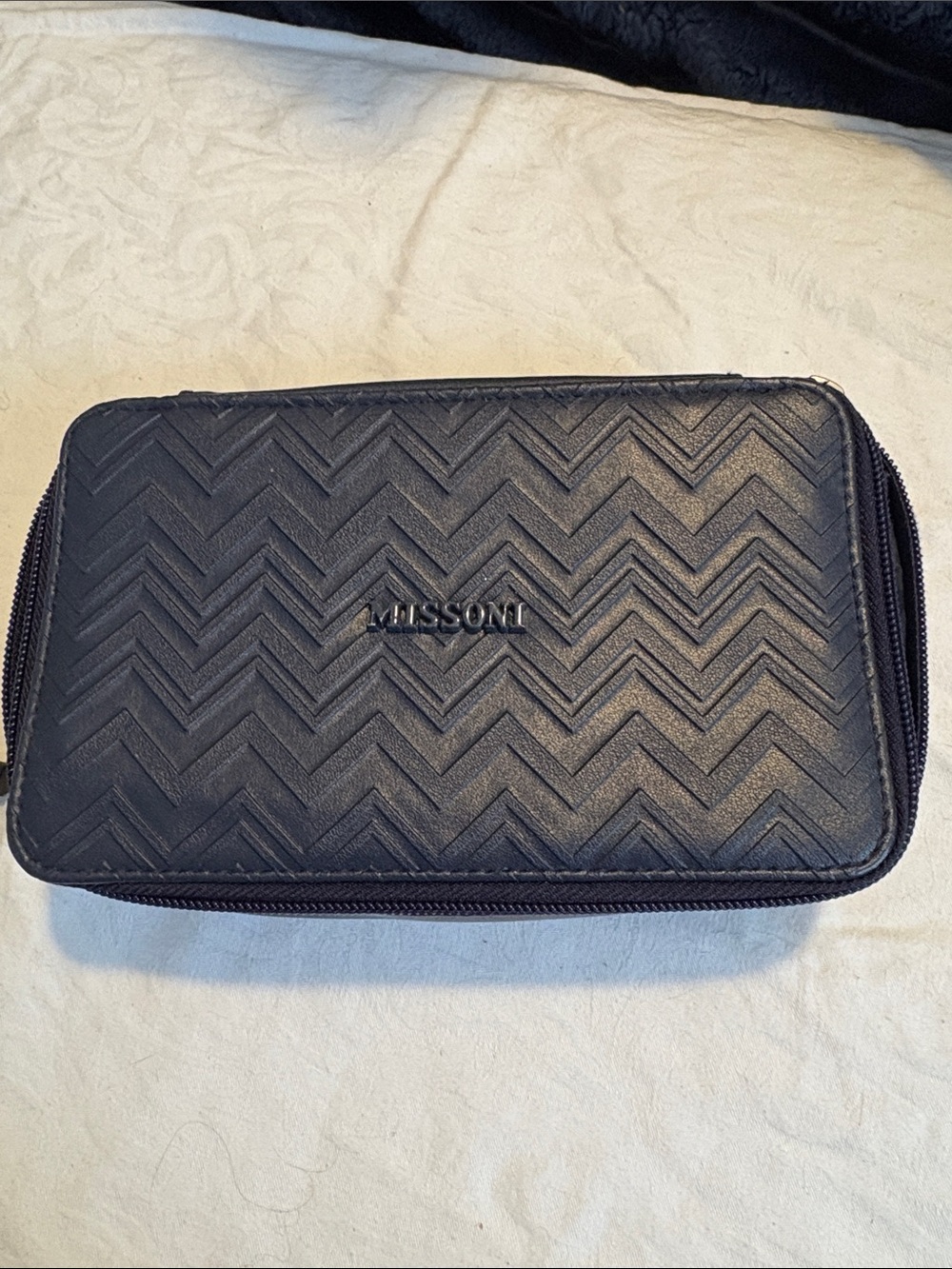 Missoni Black Chevron Zip Travel Case